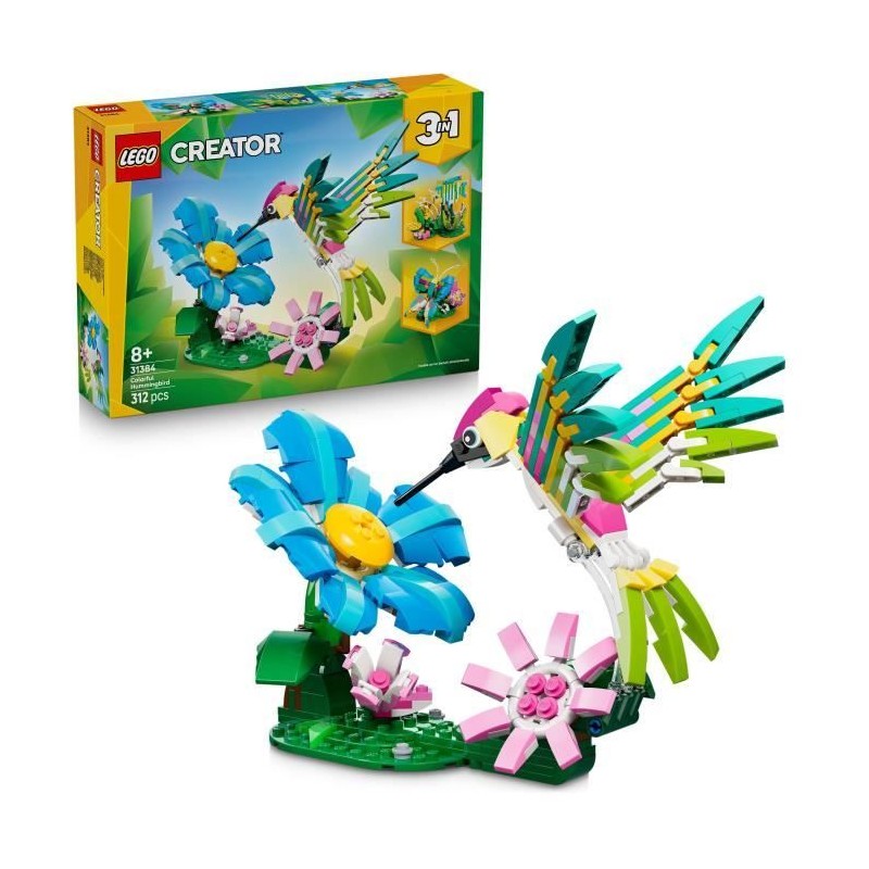 LEGO Creator 3-en-1 31384 Animaux Sauvages : le Colibri Coloré - Jeu