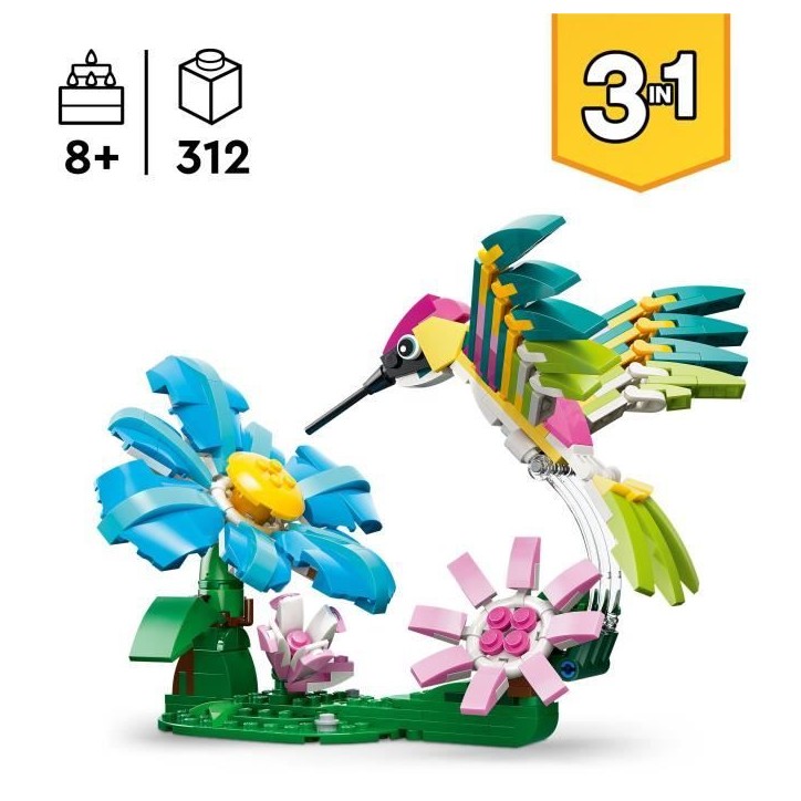 LEGO Creator 3-en-1 31384 Animaux Sauvages : le Colibri Coloré - Jeu de Construction 8 ans LEGO Creator 3-en-1 31384 Animaux Sauvages : le Colibri Coloré - Jeu de Construction 8 ans