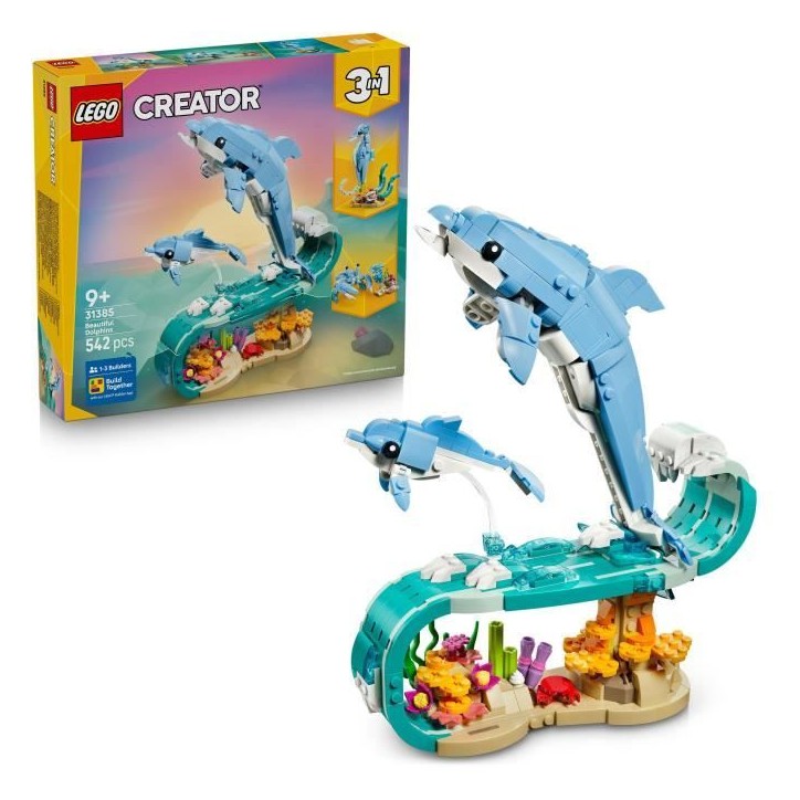 LEGO Creator 3-en-1 31385 Animaux Marins : les Beaux Dauphins - Jeu de Construction 9 ans LEGO Creator 3-en-1 31385 Animaux Marins : les Beaux Dauphins - Jeu de Construction 9 ans
