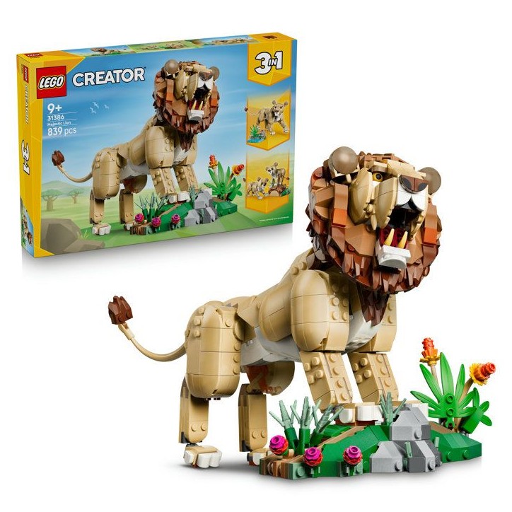 LEGO Creator 3-en-1 31386 Animaux Sauvages : Le Lion Majestueux - Jeu 9 ans - Décoration LEGO Creator 3-en-1 31386 Animaux Sauvages : Le Lion Majestueux - Jeu 9 ans - Décoration