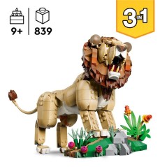 LEGO Creator 3-en-1 31386 Animaux Sauvages : Le Lion Majestueux - Jeu 9 ans - Décoration