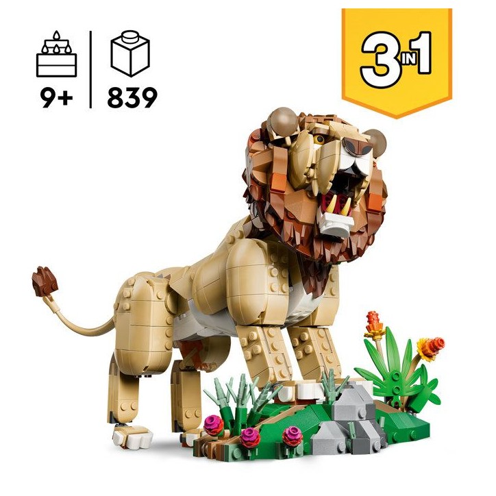 LEGO Creator 3-en-1 31386 Animaux Sauvages : Le Lion Majestueux - Jeu 9 ans - Décoration LEGO Creator 3-en-1 31386 Animaux Sauvages : Le Lion Majestueux - Jeu 9 ans - Décoration