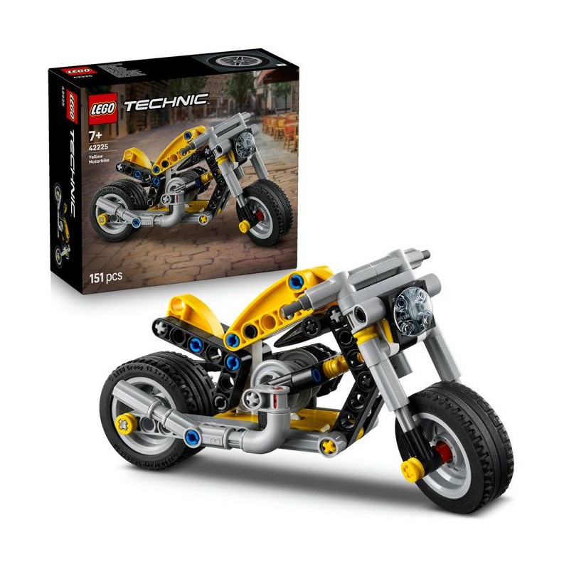 LEGO Technic 42225 Moto Jaune - Jouet de Construction 7 ans - Idée Ca