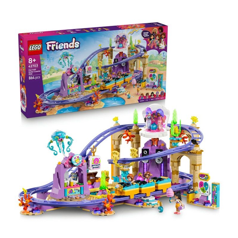 LEGO Friends 42703 Les Montagnes Russes des Sirenes - Jouet Interactif