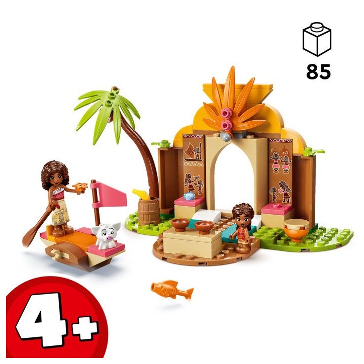 LEGO | Disney Vaiana 43282 Maison de Village et Pirogue de Vaiana - Jouet Bateau 4 ans