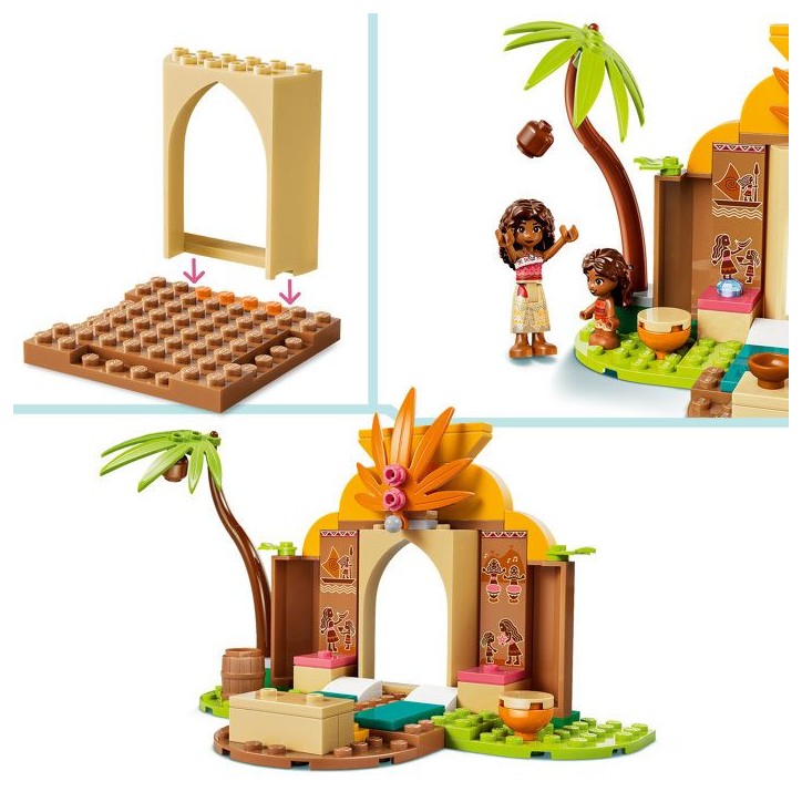 LEGO | Disney Vaiana 43282 Maison de Village et Pirogue de Vaiana - Jouet Bateau 4 ans