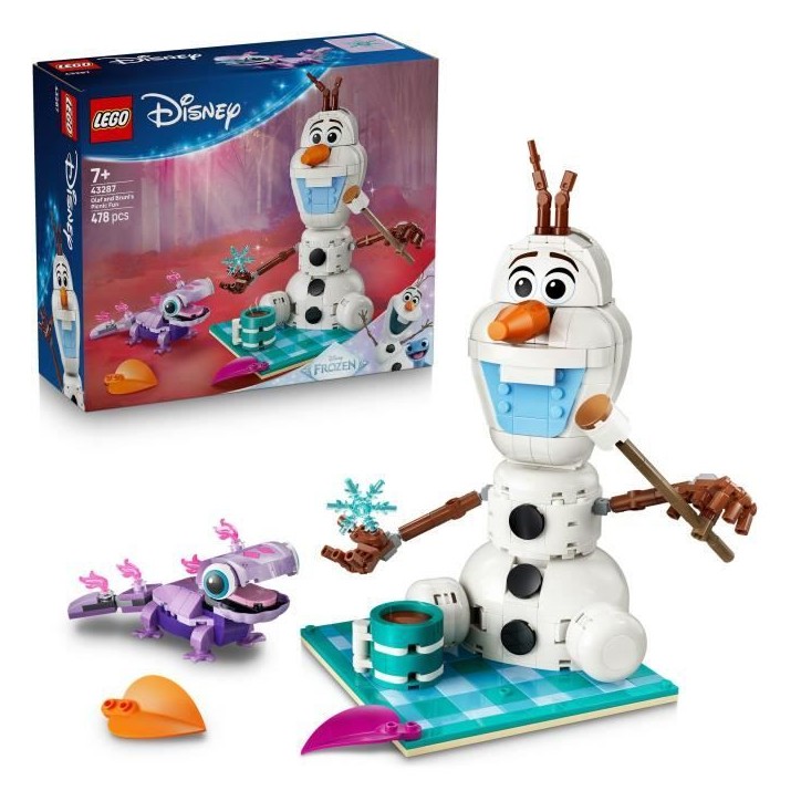 LEGO | Disney 43287 La Reine des Neiges Le Pique-Nique d'Olaf et Bruni - Bonhomme de Neige