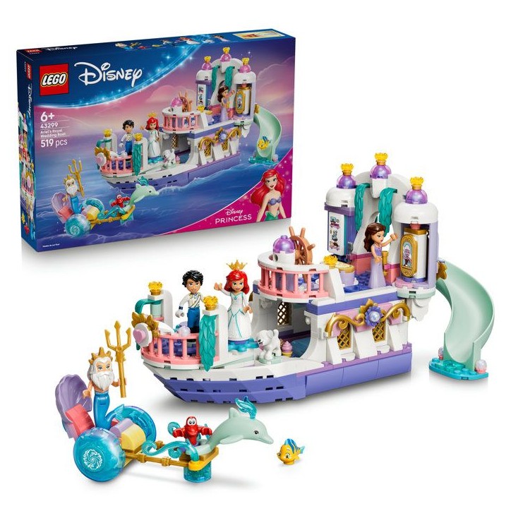 LEGO | Disney Princess 43299 Le Bateau du Mariage Royal d'Ariel - Jouet des 6 ans - Déco