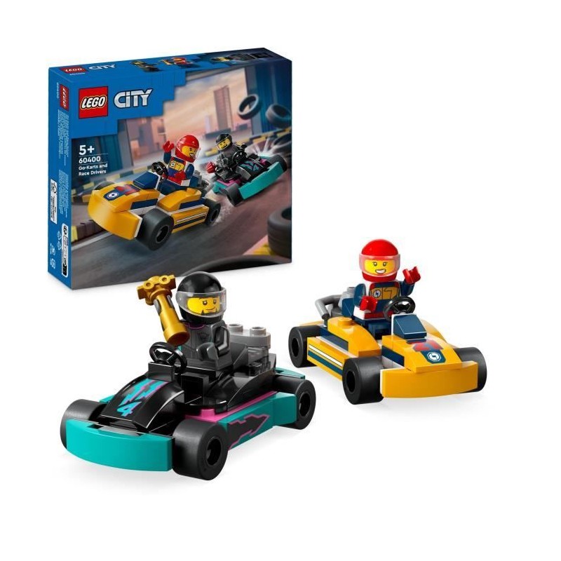 LEGO 60400 City Les Karts et les Pilotes de Course, Jouet avec 2 Karti