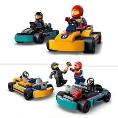 LEGO 60400 City Les Karts et les Pilotes de Course, Jouet avec 2 Karti