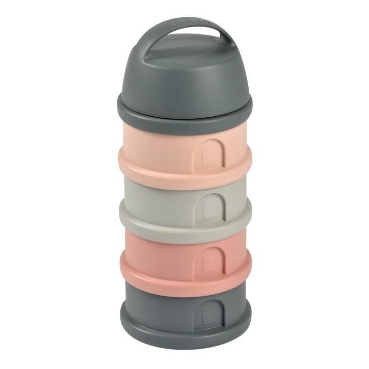 Boîte doseuse BEABA - 4 compartiments - mineral grey/pink Boîte doseuse BEABA - 4 compartiments - mineral grey/pink