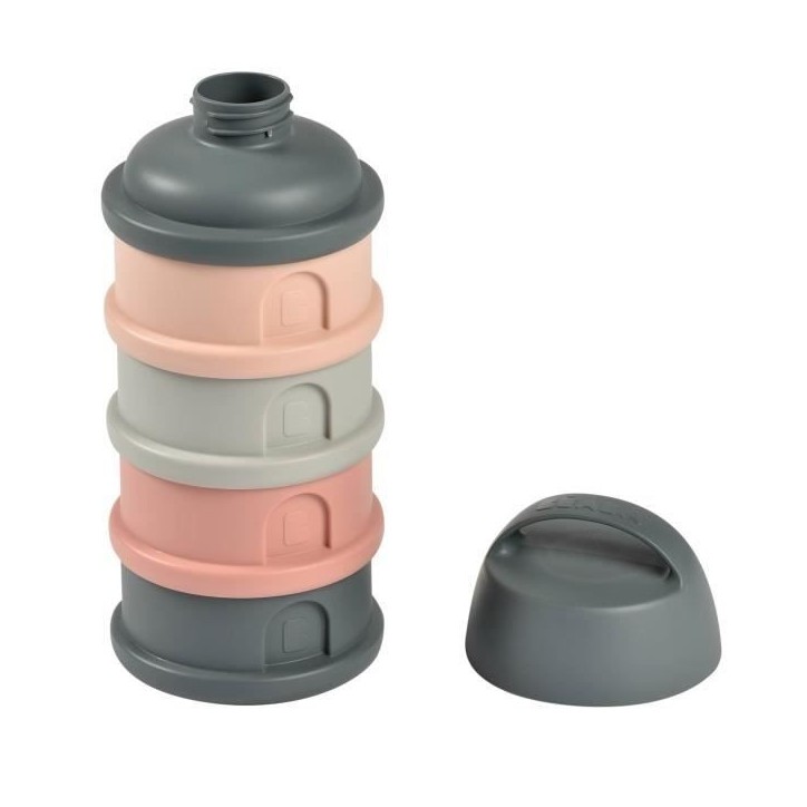 Boîte doseuse BEABA - 4 compartiments - mineral grey/pink Boîte doseuse BEABA - 4 compartiments - mineral grey/pink