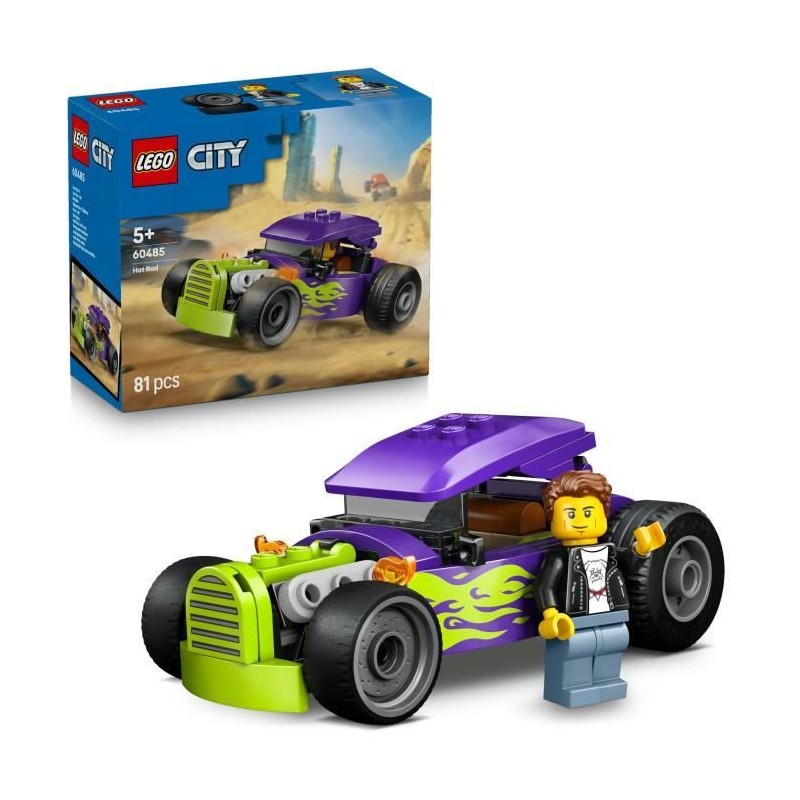 LEGO City 60485 Le Hot Rod - Jouet Voiture de Course - Motricité Fine