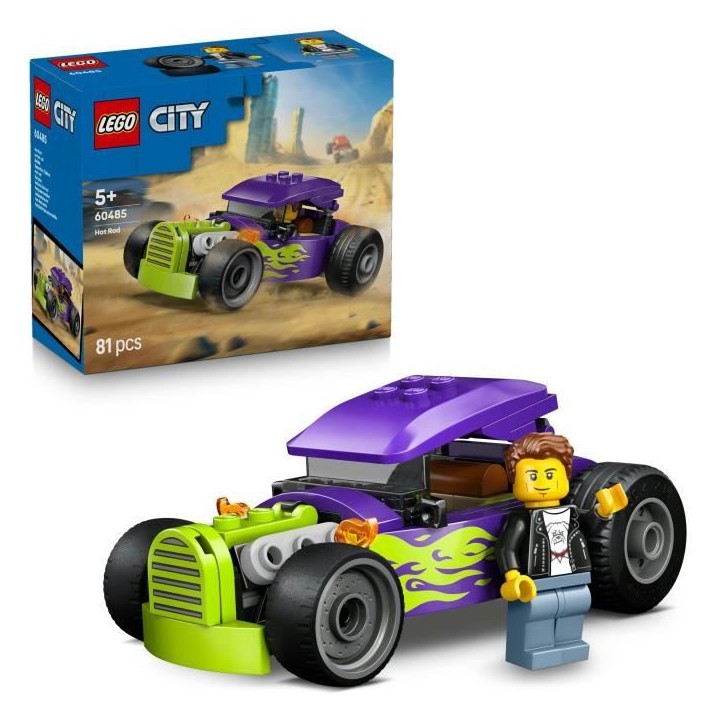 LEGO City 60485 Le Hot Rod - Jouet Voiture de Course - Motricité Fine - Cadeau des 5 ans