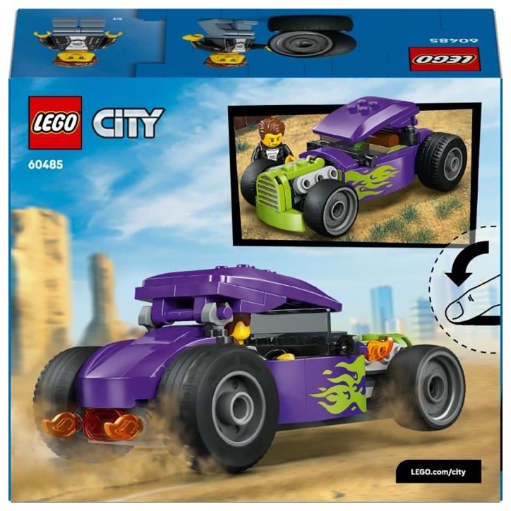 LEGO City 60485 Le Hot Rod - Jouet Voiture de Course - Motricité Fine - Cadeau des 5 ans