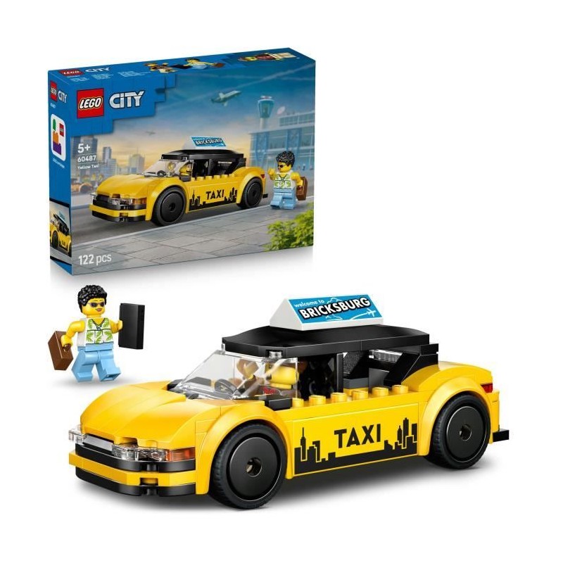 LEGO City 60487 Le Taxi Jaune - Jouet Voiture pour Garçon ou Fille de