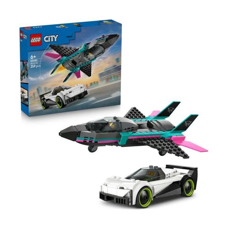 LEGO City 60489 Le Jet Contre la Voiture - Jouet de Construction des 6
