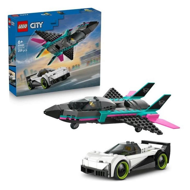 LEGO City 60489 Le Jet Contre la Voiture - Jouet de Construction des 6 ans - Idée Cadeau