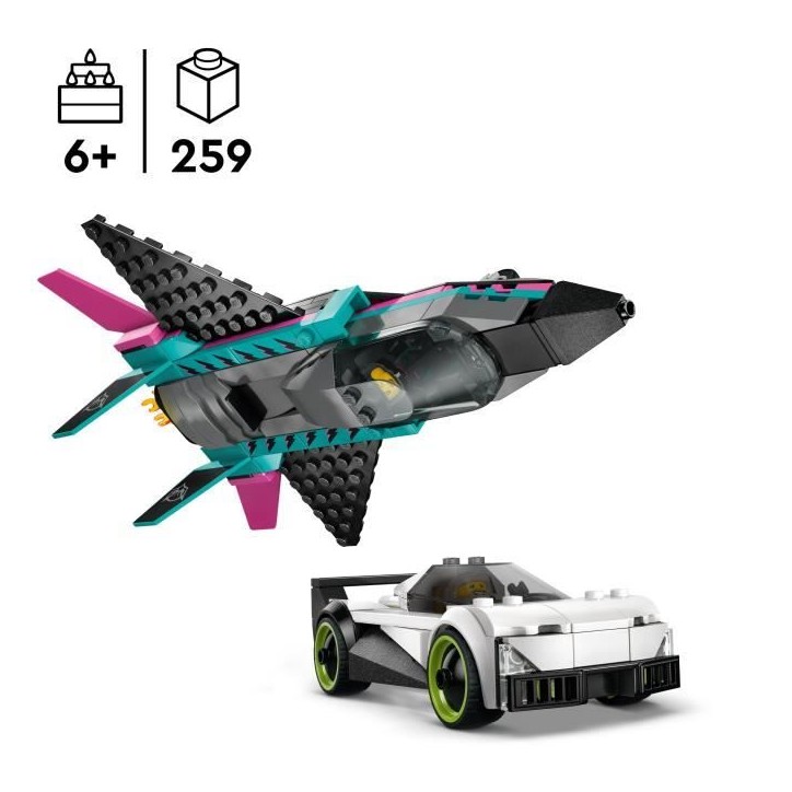 LEGO City 60489 Le Jet Contre la Voiture - Jouet de Construction des 6 ans - Idée Cadeau