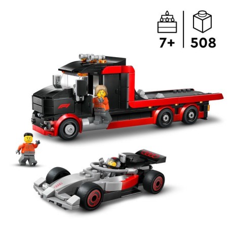 LEGO City 60493 Camion de F1 avec Voiture de Course de F1 Audi - Jouet des 7 ans - Cadeau