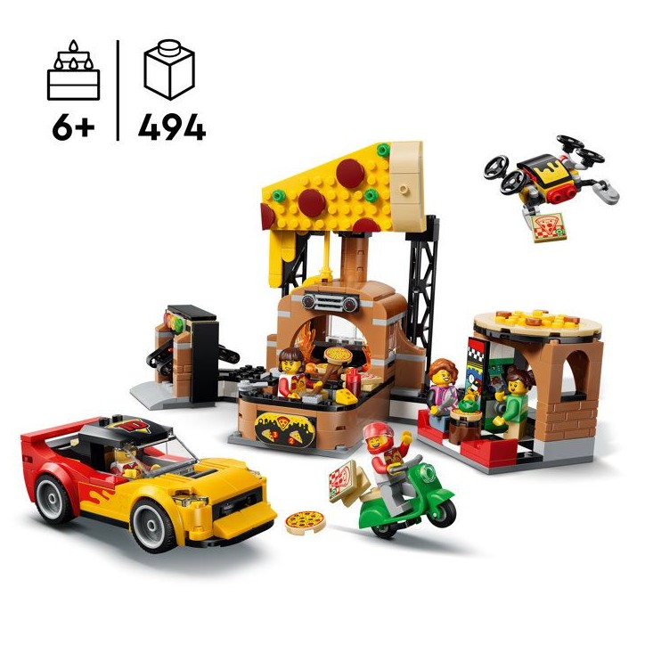 LEGO City 60496 La Pizzeria et ses Véhicules de Livraison - Jeu des 6 ans - Voiture Jouet LEGO City 60496 La Pizzeria et ses Véhicules de Livraison - Jeu des 6 ans - Voiture Jouet
