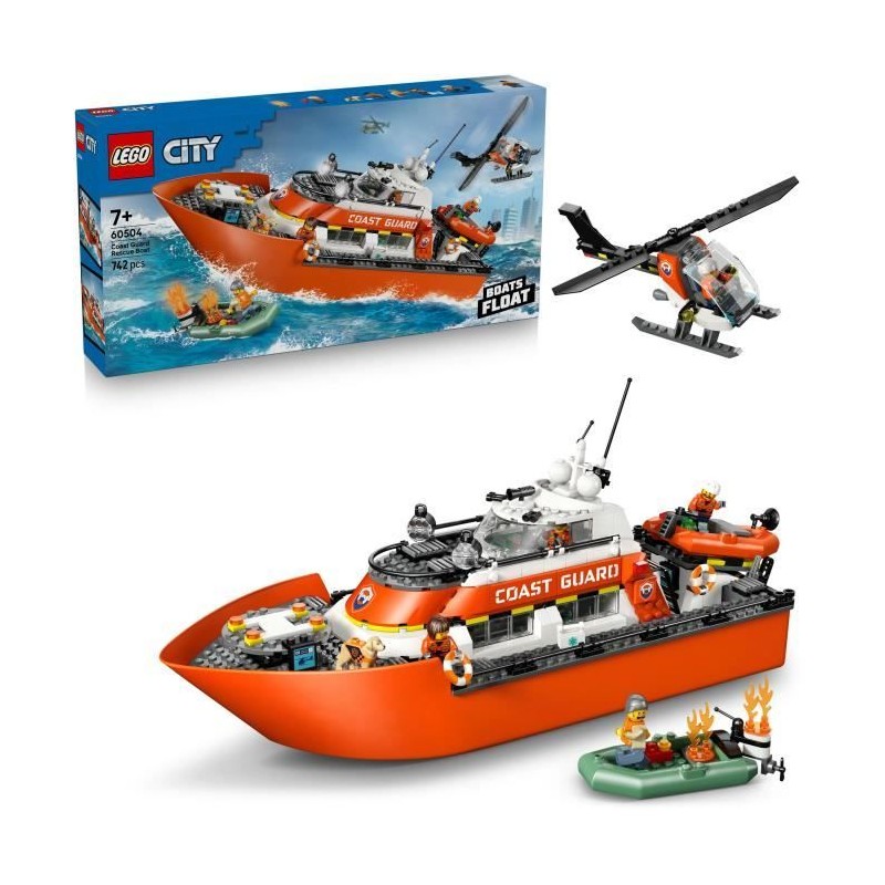 LEGO City 60504 Le Bateau de Sauvetage et l'Hélicoptere des Garde-Cô