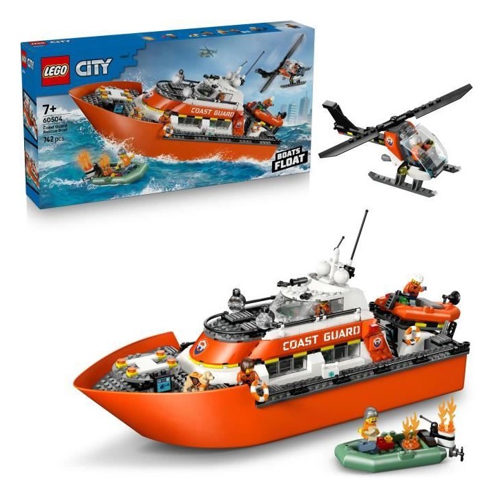 LEGO City 60504 Le Bateau de Sauvetage et l'Hélicoptere des Garde-Côtes - Jouet des 7 ans LEGO City 60504 Le Bateau de Sauvetage et l'Hélicoptere des Garde-Côtes - Jouet des 7 ans