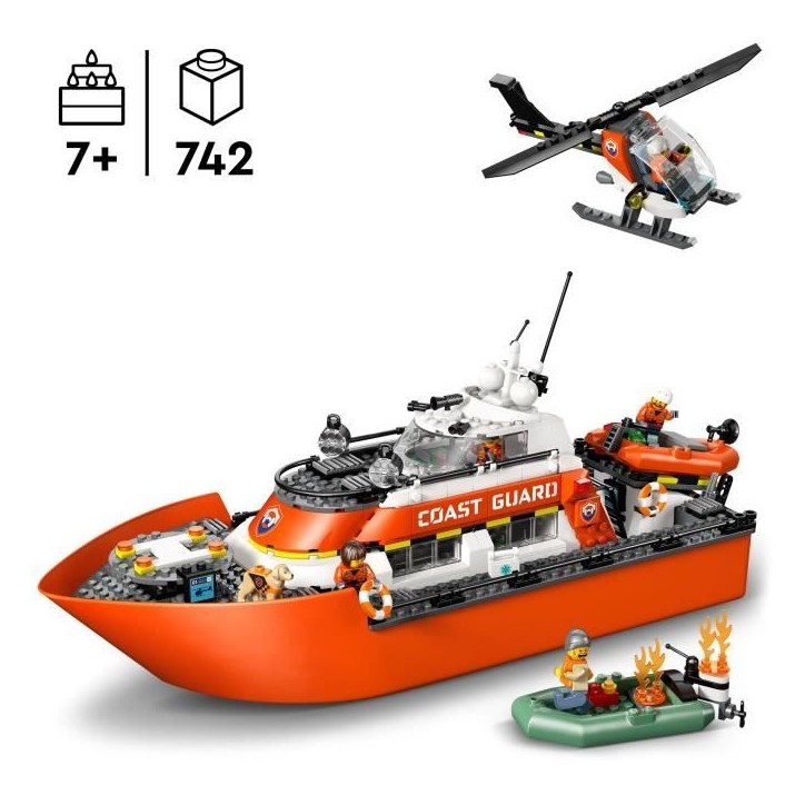 LEGO City 60504 Le Bateau de Sauvetage et l'Hélicoptere des Garde-Côtes - Jouet des 7 ans LEGO City 60504 Le Bateau de Sauvetage et l'Hélicoptere des Garde-Côtes - Jouet des 7 ans