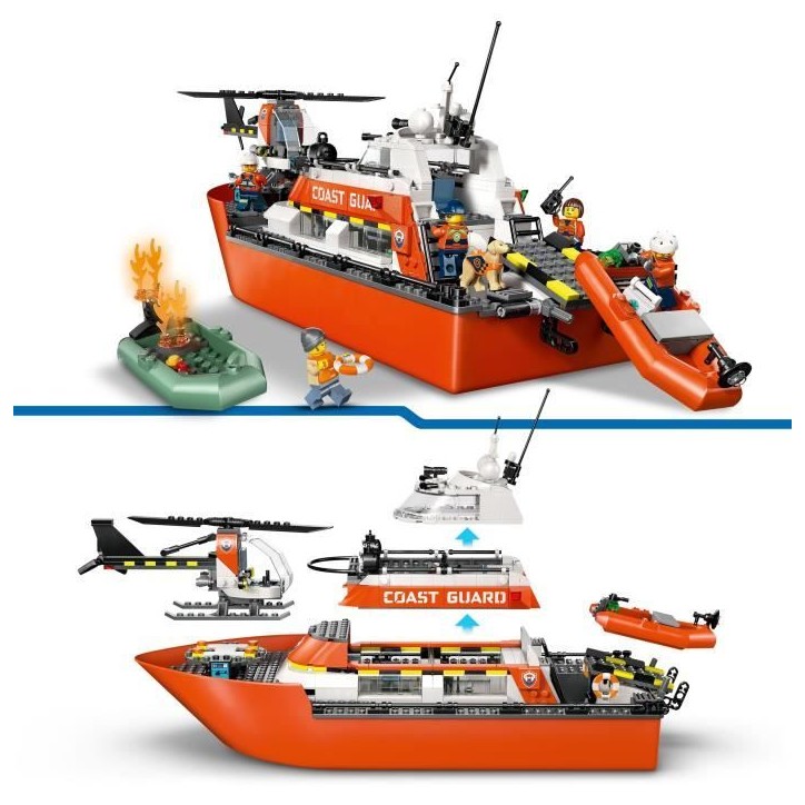 LEGO City 60504 Le Bateau de Sauvetage et l'Hélicoptere des Garde-Côtes - Jouet des 7 ans LEGO City 60504 Le Bateau de Sauvetage et l'Hélicoptere des Garde-Côtes - Jouet des 7 ans