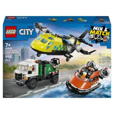 LEGO City 3-en-1 60505 Avion, Camion d'Assistance et Aéroglisseur Mod