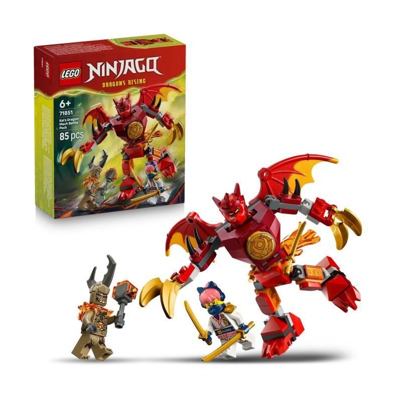 LEGO NINJAGO 71851 Pack de Combat : le Robot Dragon de Kai - Jouet de