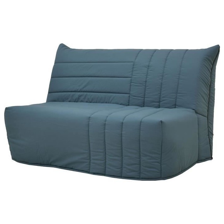 Banquette BZ 2 places BECCI - Tissu bleu de prusse - Matelas Bultex - L142 x P101 x H95cm - Fabrication française Banquette BZ 2 places BECCI - Tissu bleu de prusse - Matelas Bultex - L142 x P101 x H95cm - Fabrication française