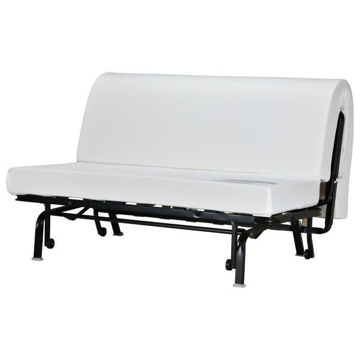 Banquette BZ 2 places BECCI - Tissu bleu de prusse - Matelas Bultex - L142 x P101 x H95cm - Fabrication française Banquette BZ 2 places BECCI - Tissu bleu de prusse - Matelas Bultex - L142 x P101 x H95cm - Fabrication française