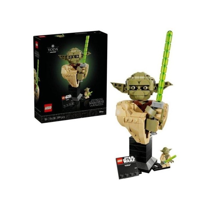 LEGO Star Wars 75438 Le Buste de Yoda - Set pour Adulte - Décoration DIY avec Sabre Laser