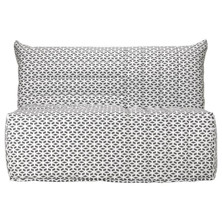 COMFORT BULTEX Banquette BZ 3 places - Tissu noir et blanc - Made in France - L 142 x P 101 cm - BECCI