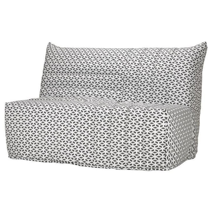 COMFORT BULTEX Banquette BZ 3 places - Tissu noir et blanc - Made in France - L 142 x P 101 cm - BECCI