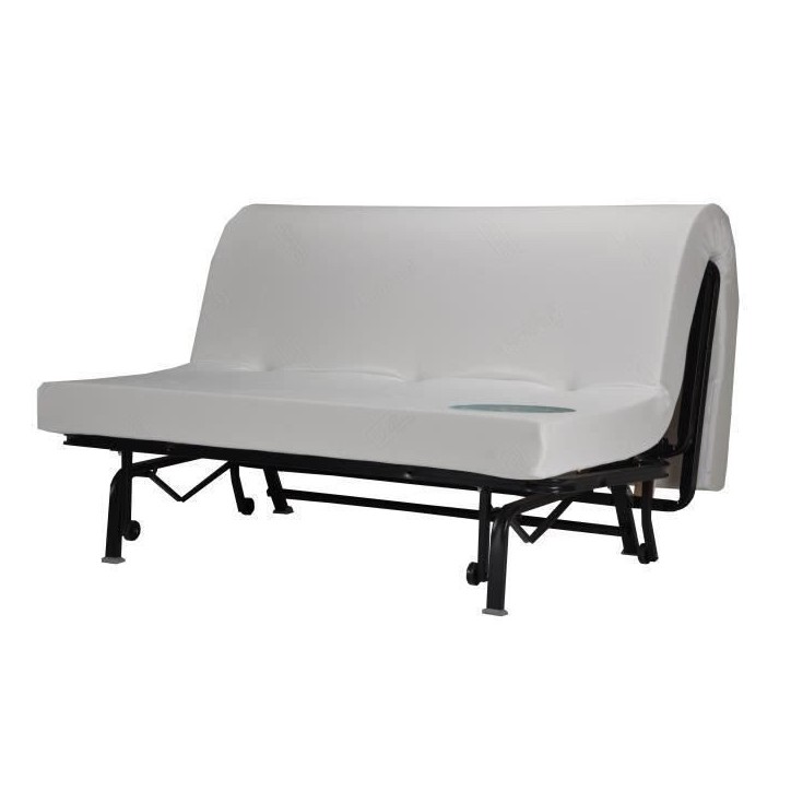 COMFORT BULTEX Banquette BZ 3 places - Tissu noir et blanc - Made in France - L 142 x P 101 cm - BECCI
