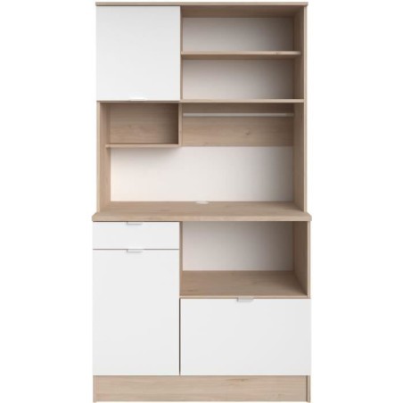 Buffet de cuisine - BECOOL - 100,2 x 185,7 x 45,3 cm - Chene / Blanc -