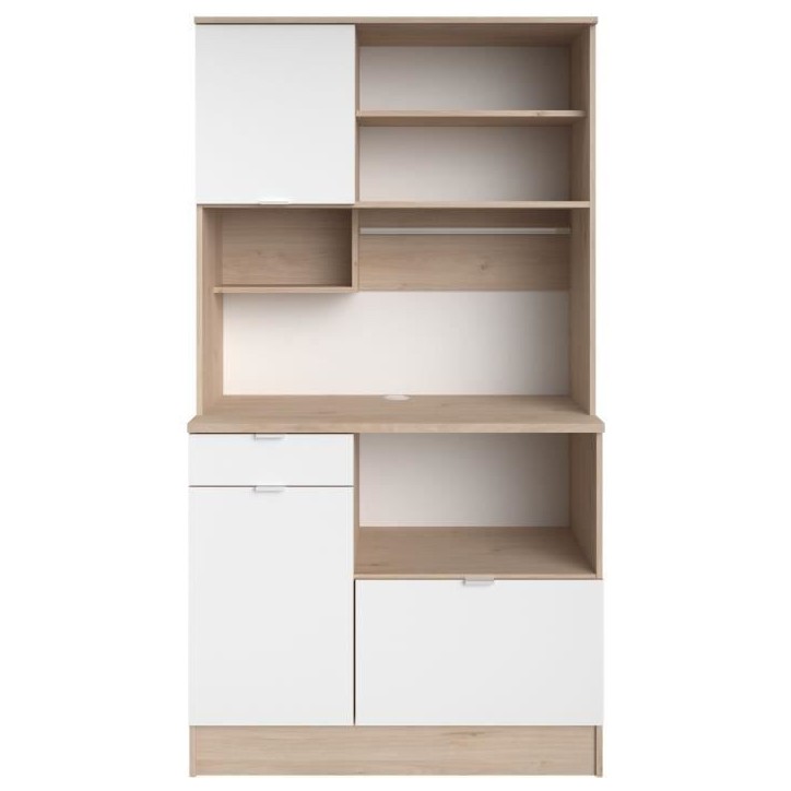 Buffet de cuisine - BECOOL - 100,2 x 185,7 x 45,3 cm - Chene / Blanc - PARISOT