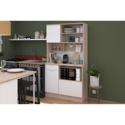 Buffet de cuisine - BECOOL - 100,2 x 185,7 x 45,3 cm - Chene / Blanc -