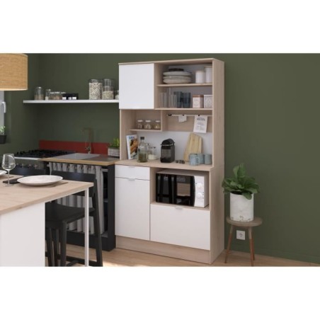 Buffet de cuisine - BECOOL - 100,2 x 185,7 x 45,3 cm - Chene / Blanc - PARISOT