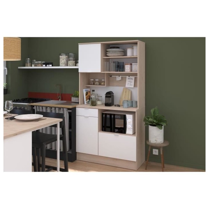 Buffet de cuisine - BECOOL - 100,2 x 185,7 x 45,3 cm - Chene / Blanc - PARISOT