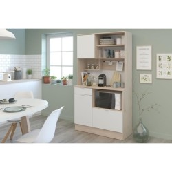 Buffet de cuisine - BECOOL - 100,2 x 185,7 x 45,3 cm - Chene / Blanc -