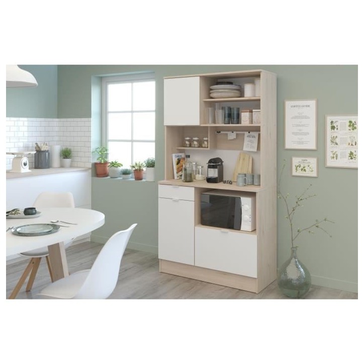Buffet de cuisine - BECOOL - 100,2 x 185,7 x 45,3 cm - Chene / Blanc - PARISOT