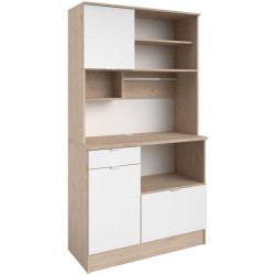 Buffet de cuisine - BECOOL - 100,2 x 185,7 x 45,3 cm - Chene / Blanc -