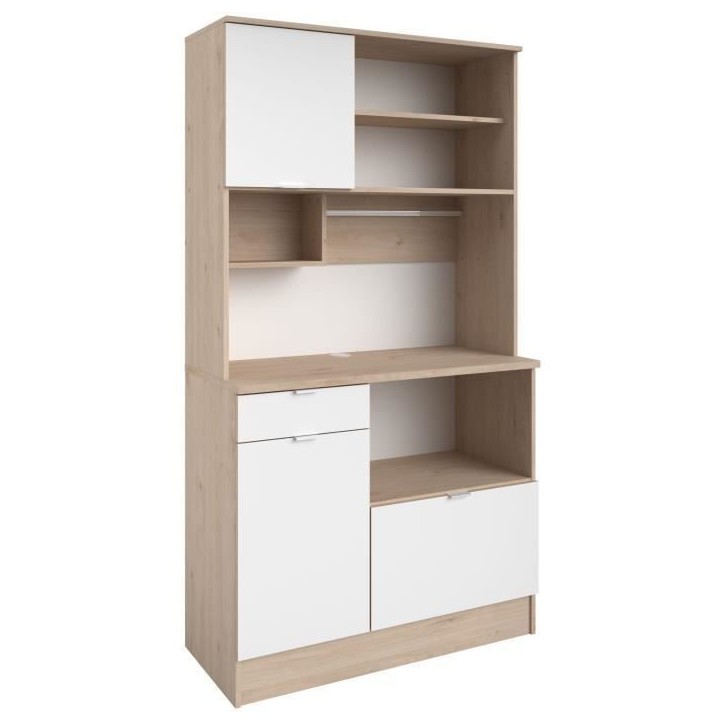 Buffet de cuisine - BECOOL - 100,2 x 185,7 x 45,3 cm - Chene / Blanc - PARISOT