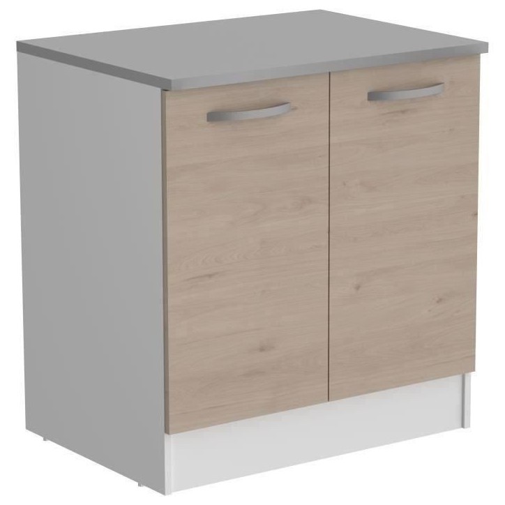 OSLO Meuble Bas 2 portes + plan - Décor Chene Jackson - L 80 x P 60 x H 86 cm OSLO Meuble Bas 2 portes + plan - Décor Chene Jackson - L 80 x P 60 x H 86 cm