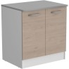 OSLO Meuble Bas 2 portes + plan - Décor Chene Jackson - L 80 x P 60 x