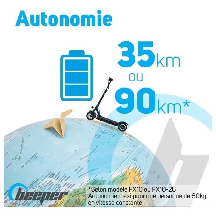 Trottinette électrique avec alarme 10 Pouces - BEEPER - MAX FX10-G2-8 - 500W - 48V - 8Ah Trottinette électrique avec alarme 10 Pouces - BEEPER - MAX FX10-G2-8 - 500W - 48V - 8Ah