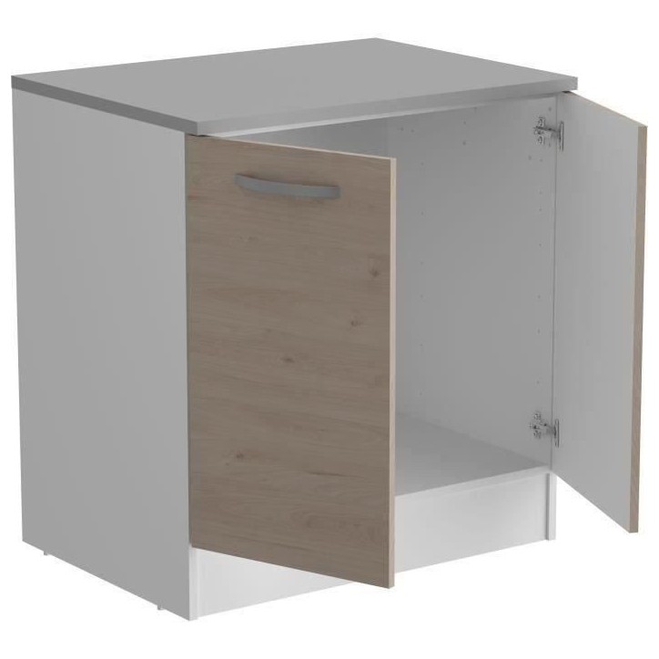 OSLO Meuble Bas 2 portes + plan - Décor Chene Jackson - L 80 x P 60 x H 86 cm OSLO Meuble Bas 2 portes + plan - Décor Chene Jackson - L 80 x P 60 x H 86 cm